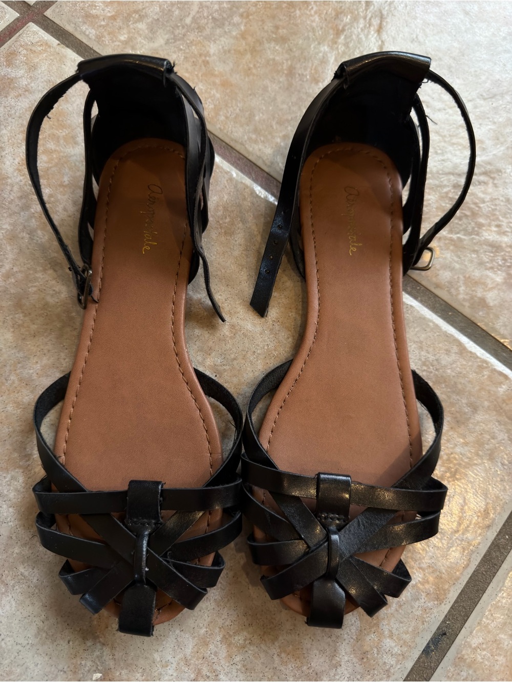 Aeropostale Black Strappy Woven Toe Ankle Wrap Sandals